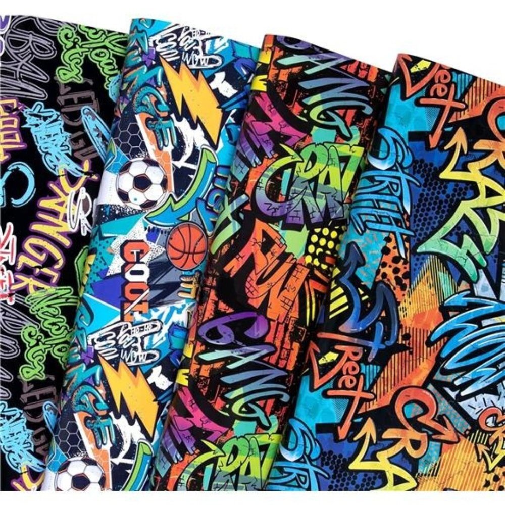 Graffiti Wrapping Paper for Kids Basketball Footbal, 12 Sheets Each 20" X 29"